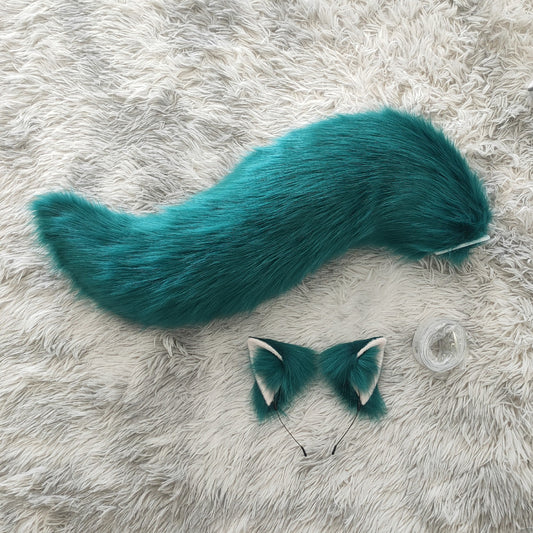 Furry Cat Ears Tail Kit Cosplay Genshin Impact Headdress Hairband Cosplay Cat Ears Costume Accessories