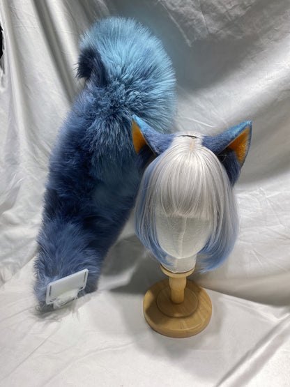Cosplay Fox Ears Tail Kit Cosplay Headdress Hairband Cosplay Blue Fox Costume Accessories Custom Animal Ears