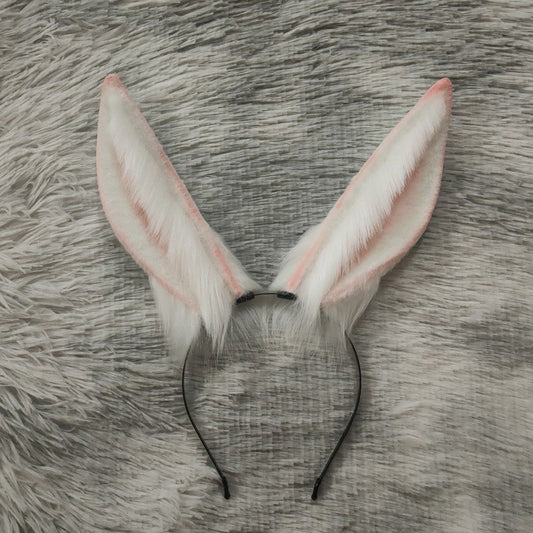 Cos Bunny Ears Kit Cosplay White Rabbit Headband Hairband Cosplay Bunny Ears Costume Accessories Halloween Cosplay Animal Ears Furry Ears Faux Fur