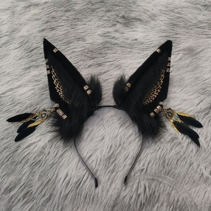 Cosplay Anubis Ears Kit Cosplay Fox Headband Hairband Ancient Egypt Ears Costume Accessories Custom Animal Ears Furry Ears Faux Fur