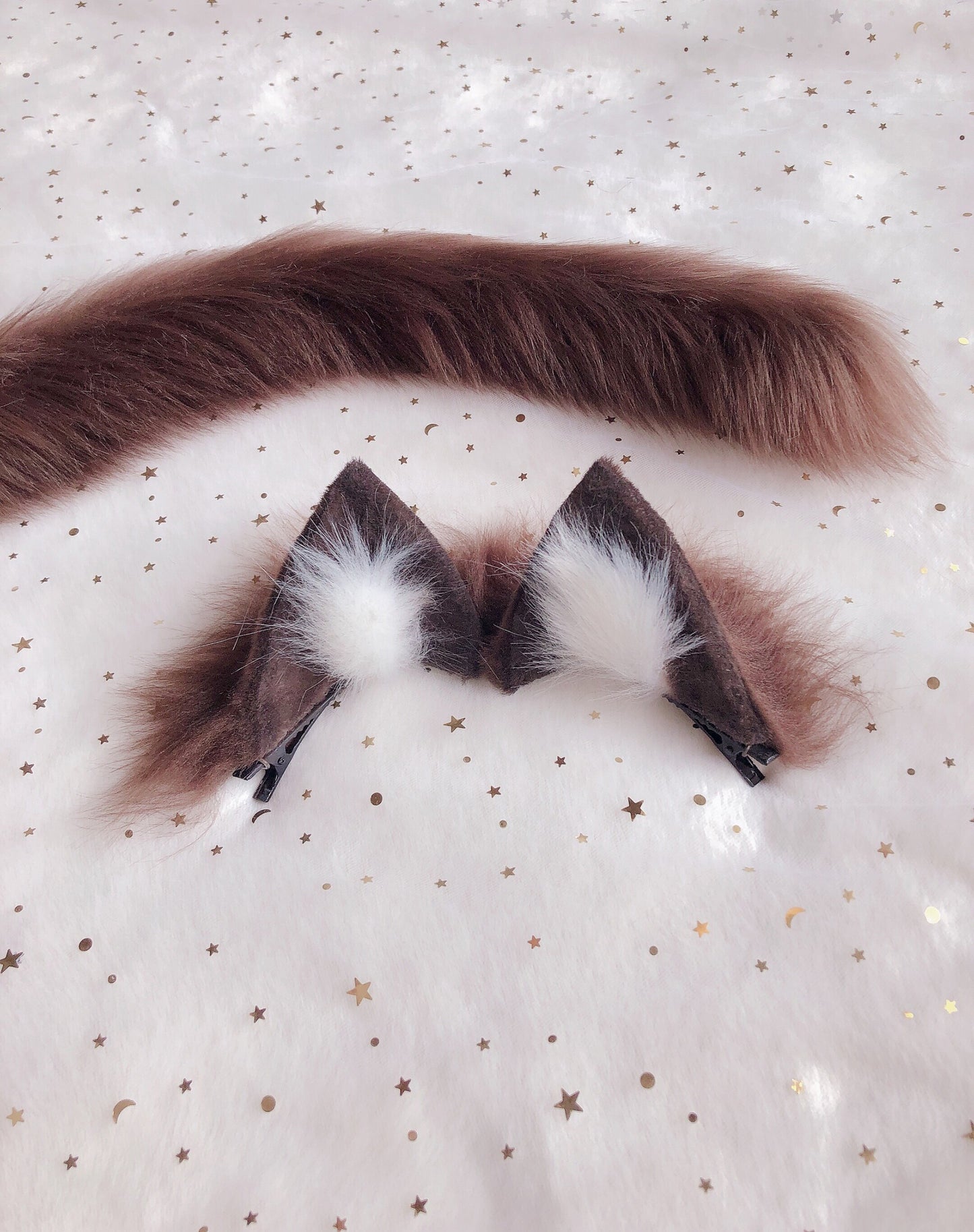 Cosplay Cat Ears Tail Kit Custom Animal Cosplay Headdress Hairband Chocolate Cat Ears Costume Accessories