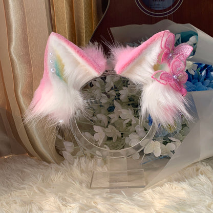 Cosplay Cat Ears Kit Cosplay Headpin Hairband Cosplay Butterfly Cat Costume Animal Accessories Custom Ears