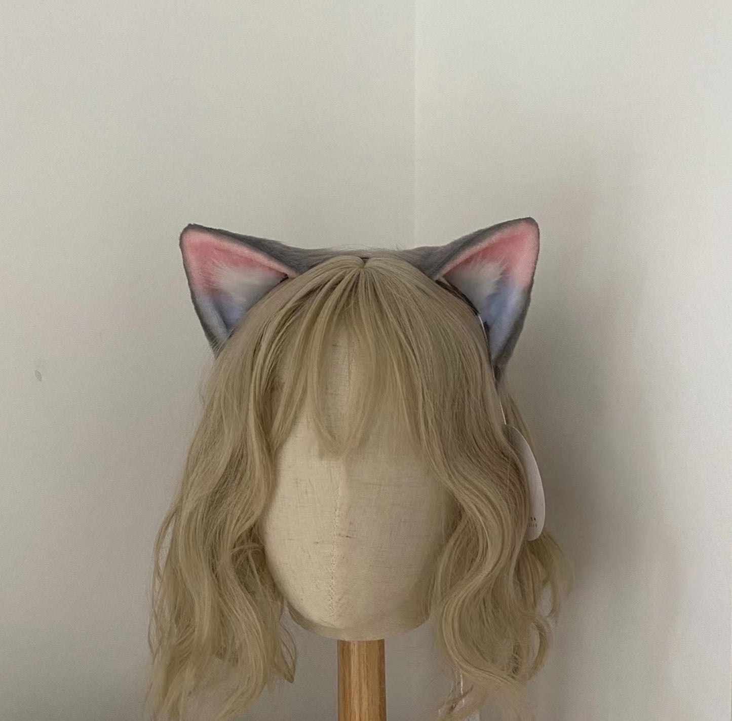 Cosplay Cat Heaband Cosplay Blue-Pink Cat with Pink Headdress Hairband Cat Ears Costume Accessories Custom Animal Ears