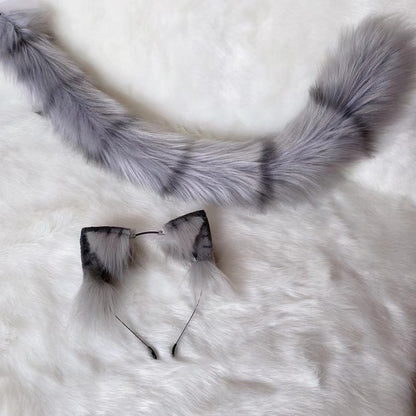 Cosplay Pink/Grey Tiger Ears Tail Kit Cosplay Headdress Hairband Cosplay Tiger Costume Accessories Custom Animal Ears