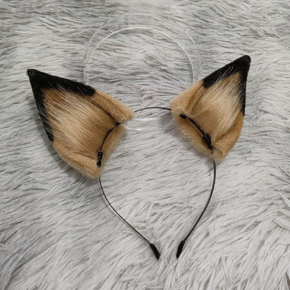 Cosplay Brown Fox Ears Kit Cos Arknights CEOBE Fox Headband Anubis Hairband Cosplay Animal Costume Accessories Custom Ears Furry Ears Faux Fur