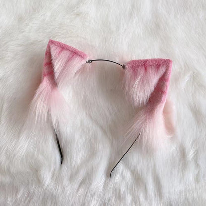 Cosplay Pink/Grey Tiger Ears Tail Kit Cosplay Headdress Hairband Cosplay Tiger Costume Accessories Custom Animal Ears