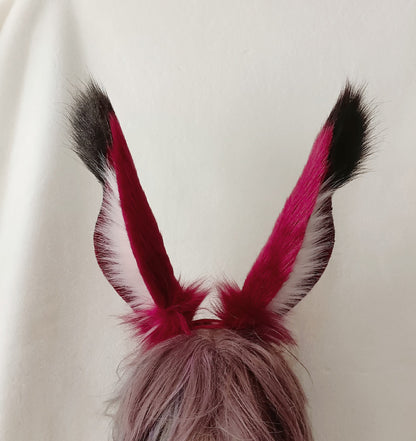 Cos FF14 Rabbit Ears Kit Cosplay Rabbit Headband Hairband Cosplay Bunny Ears Costume Accessories Halloween Cosplay Animal Ears Furry Ears Faux Fur