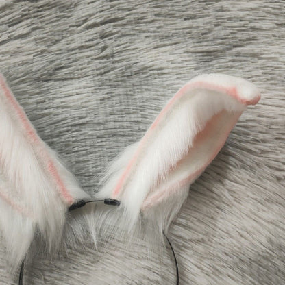 Cos Bunny Ears Kit Cosplay White Rabbit Headband Hairband Cosplay Bunny Ears Costume Accessories Halloween Cosplay Animal Ears Furry Ears Faux Fur