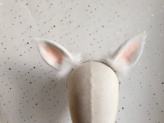 Cos Bunny Ears Kit Cosplay Rabbit Headband Hairband Cosplay Bunny Ears Costume Accessories Halloween Cosplay Animal Ears Furry Ears Faux Fur