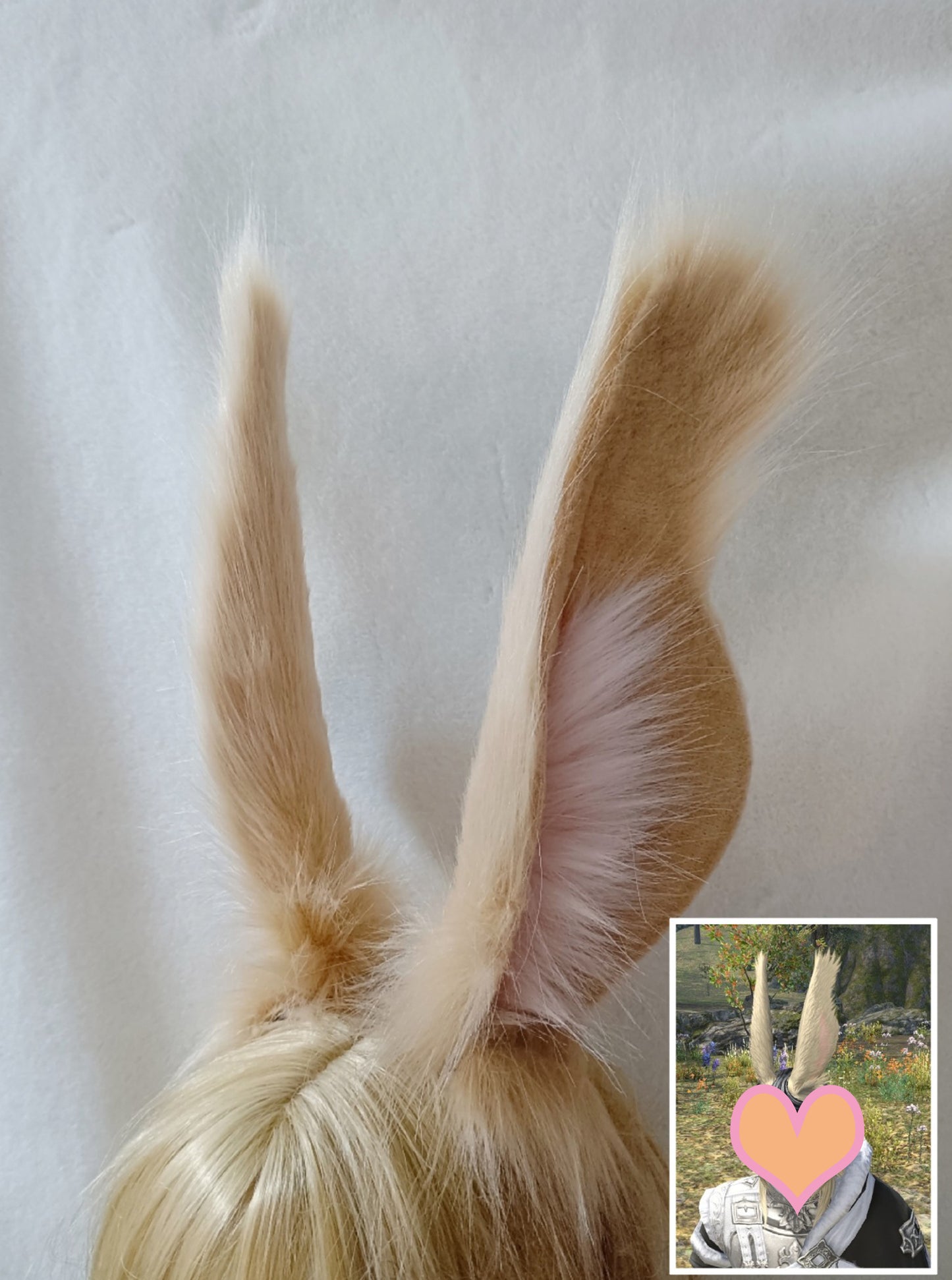 Cos Rabbit Ears Kit Cosplay FF14 Rabbit Headband Hairband Cosplay Bunny Ears Costume Accessories Halloween Cosplay Animal Ears Furry Ears Faux Fur