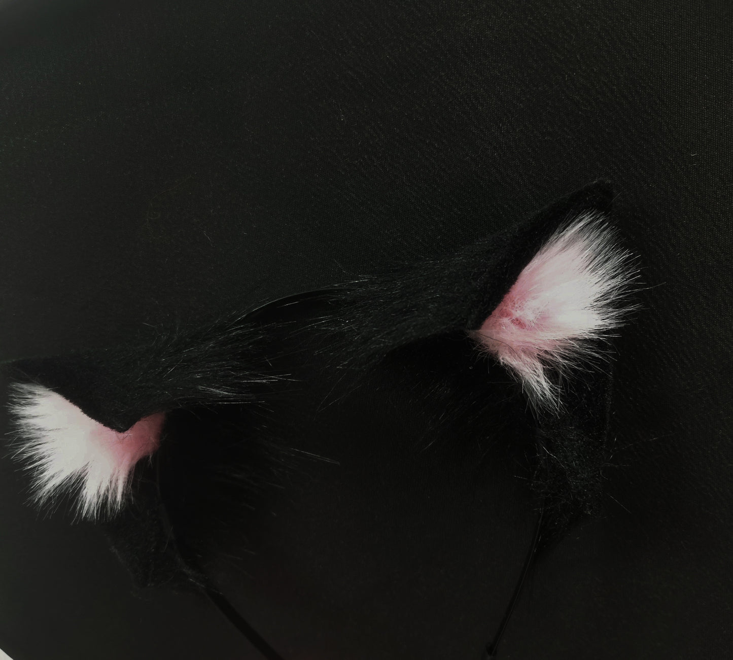 Cos Cat Heaband Cosplay Black Cat with Pink Cochlea Headdress Hairband Cat Ears Costume Accessories Custom Animal Ears