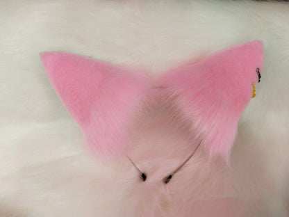 Cosplay Cat Ears Tail Kit Cosplay Headdress Hairband Cosplay Pink Cat Costume Accessories