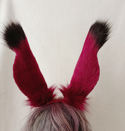 Cos FF14 Rabbit Ears Kit Cosplay Rabbit Headband Hairband Cosplay Bunny Ears Costume Accessories Halloween Cosplay Animal Ears Furry Ears Faux Fur