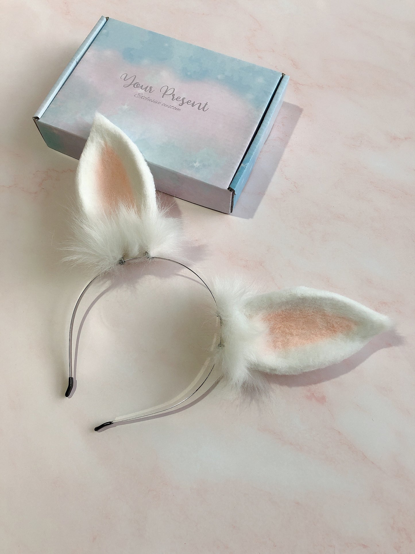 Cos Bunny Ears Kit Cosplay Rabbit Headband Hairband Cosplay Bunny Ears Costume Accessories Halloween Cosplay Animal Ears Furry Ears Faux Fur