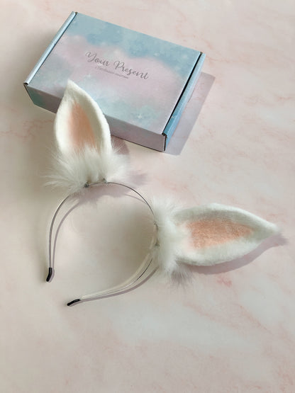 Cos Bunny Ears Kit Cosplay Rabbit Headband Hairband Cosplay Bunny Ears Costume Accessories Halloween Cosplay Animal Ears Furry Ears Faux Fur