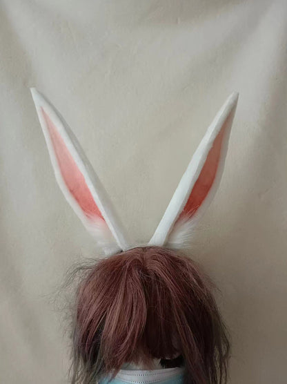 Cos Bunny Ears Kit Cosplay White Rabbit Headband Hairband Cosplay Bunny Ears Costume Accessories Halloween Cosplay Animal Ears Furry Ears Faux Fur