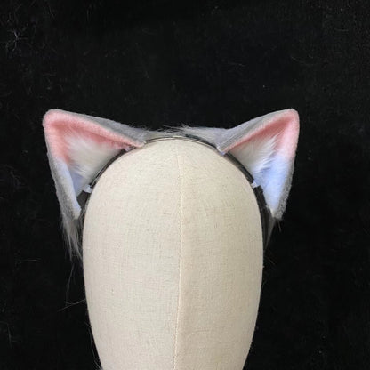 Cosplay Cat Heaband Cosplay Blue-Pink Cat with Pink Headdress Hairband Cat Ears Costume Accessories Custom Animal Ears